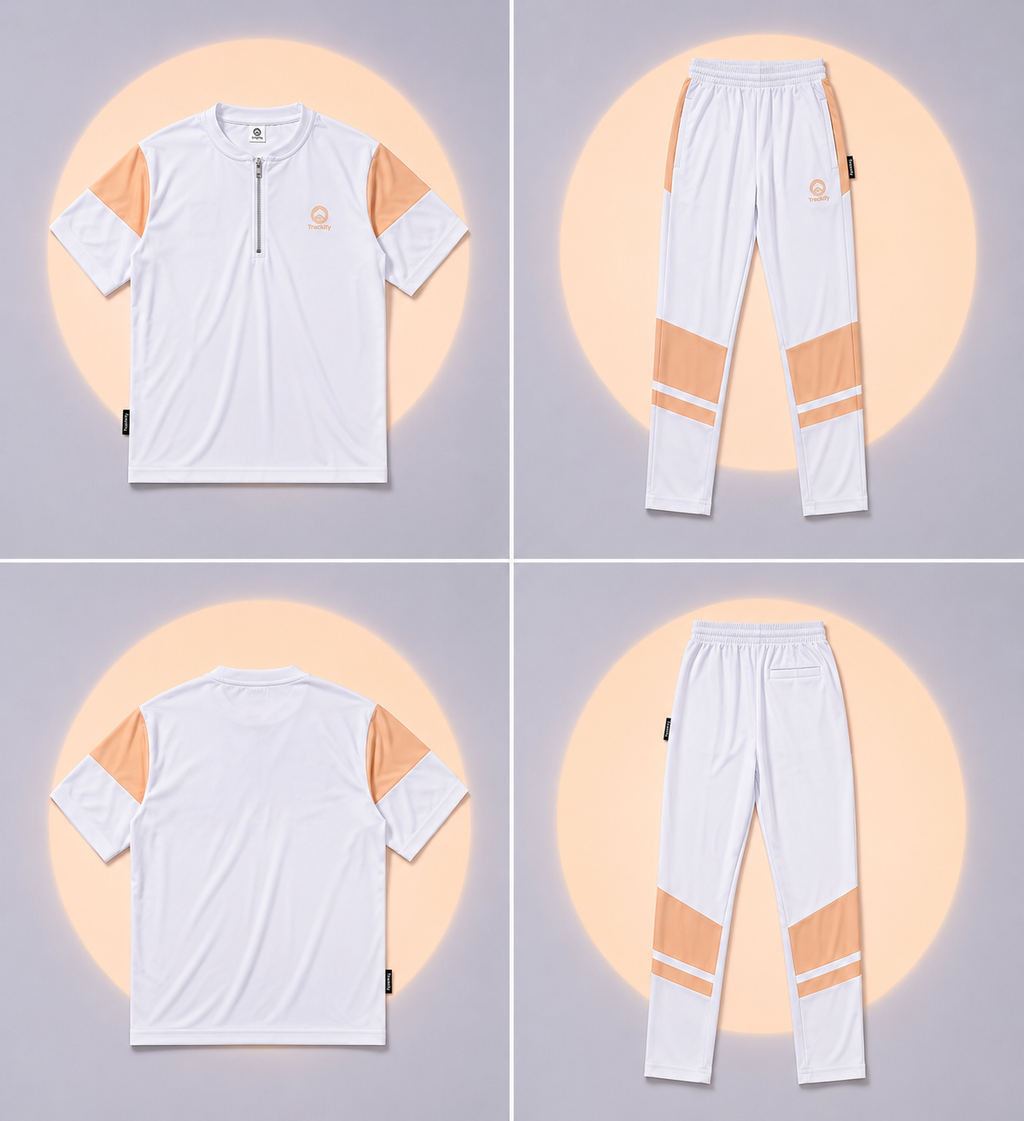 Men's Apex Zip Neck Tracksuit | White & Peach Performance