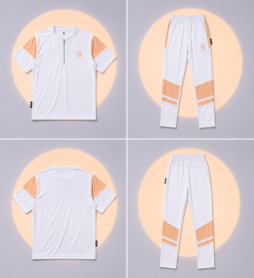 Men's Apex Zip Neck Tracksuit | White & Peach Performance