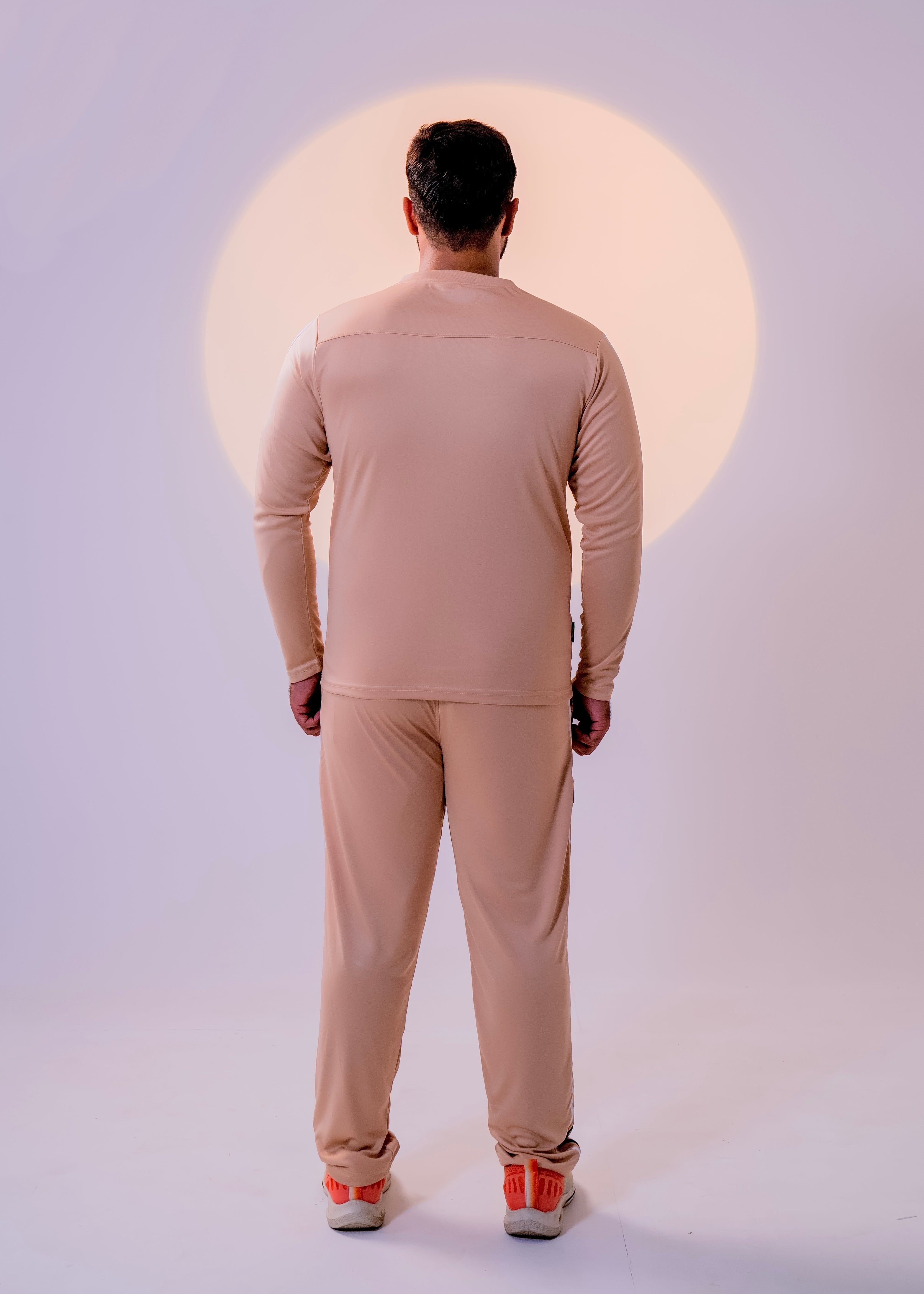 Men's Sand Beige Henley Tracksuit | Racing Stripe Style