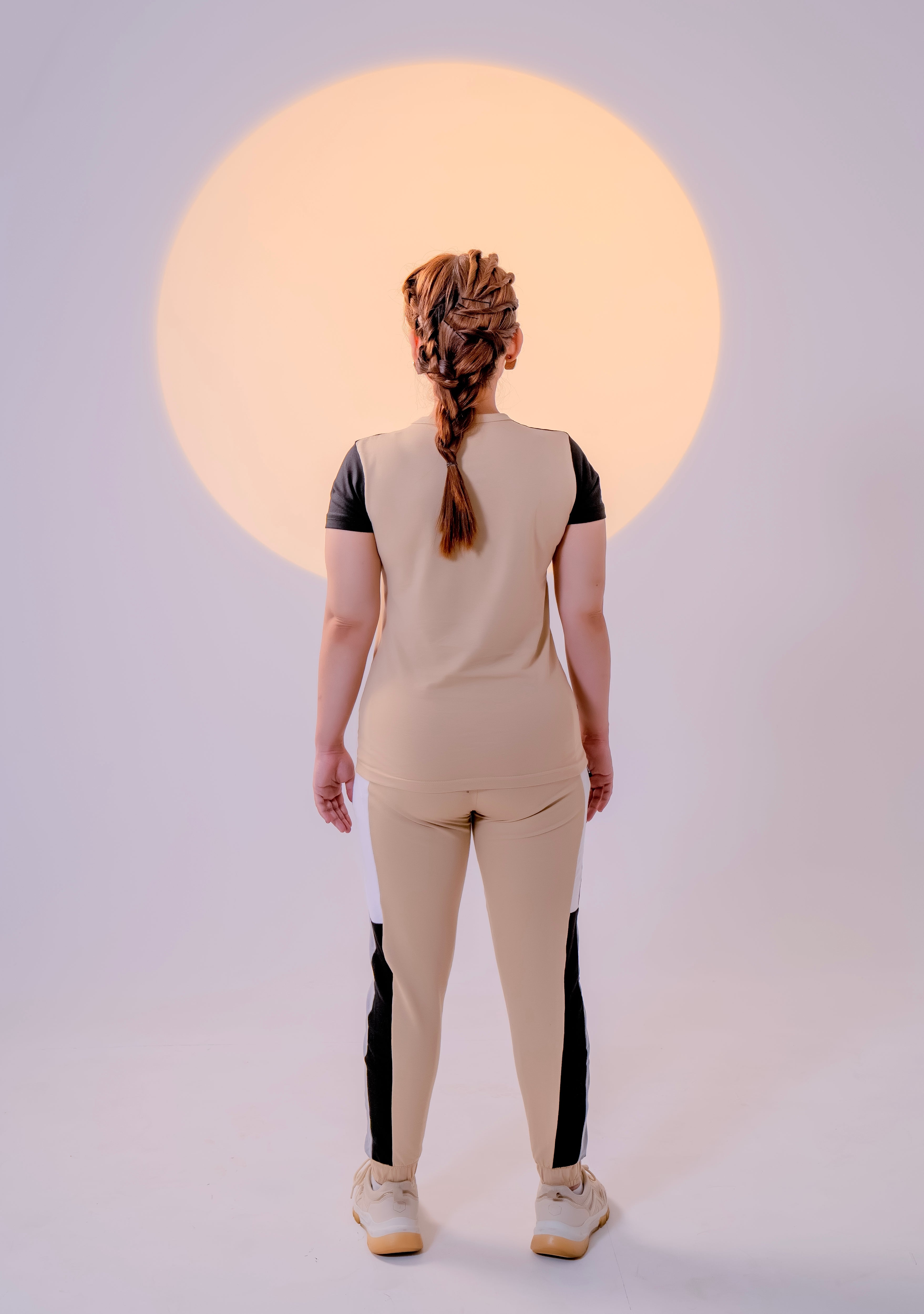Cotton Lycra / French Terry – Beige Women Summer Tracksuit