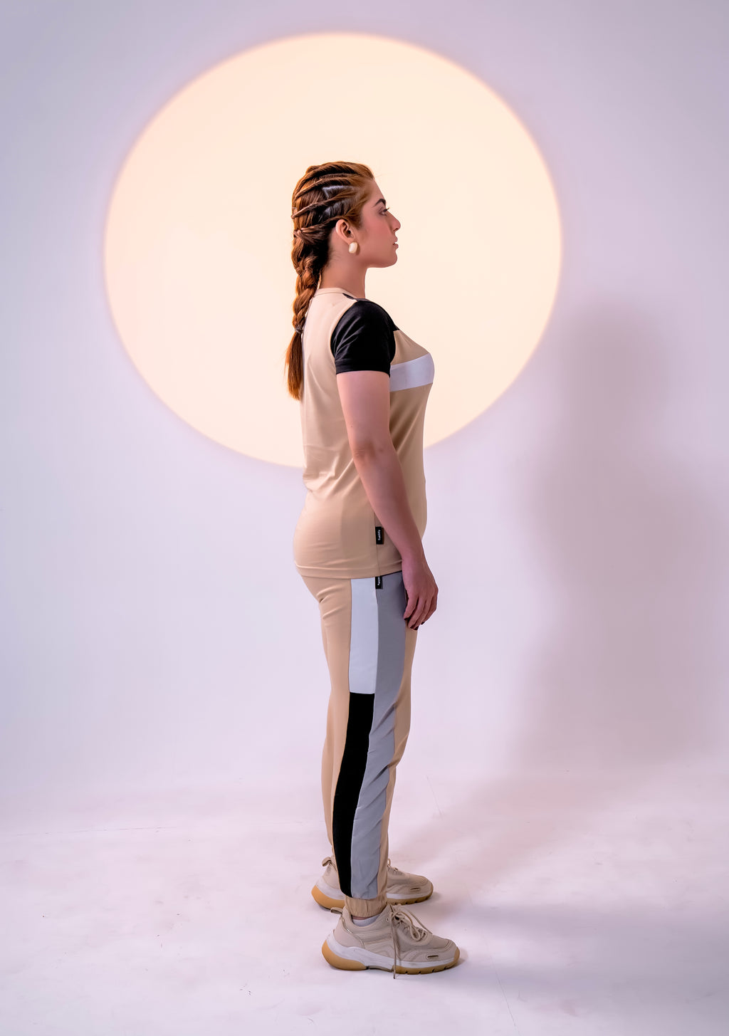 Cotton Lycra / French Terry – Beige Women Summer Tracksuit