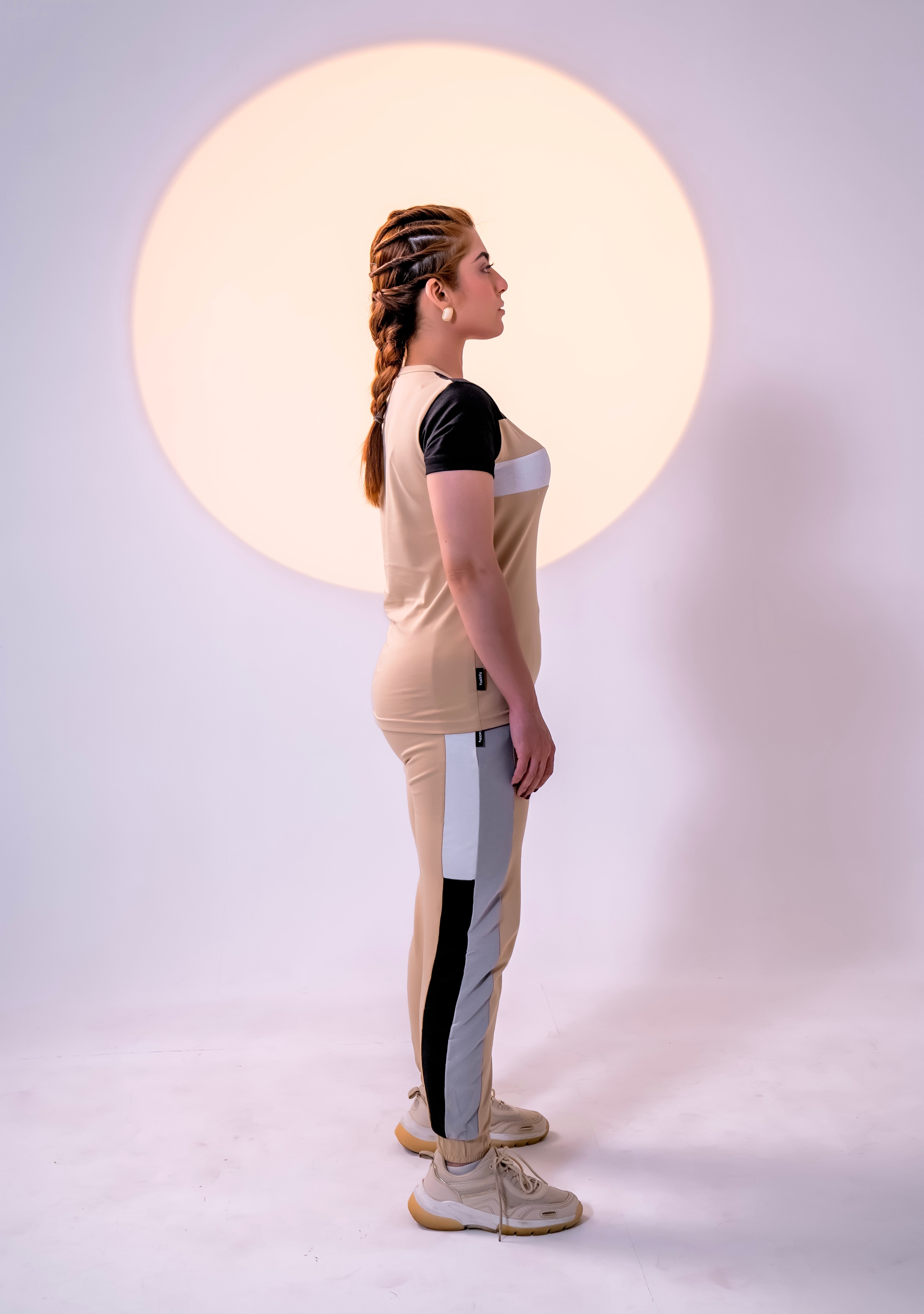 Cotton Lycra / French Terry – Beige Women Summer Tracksuit