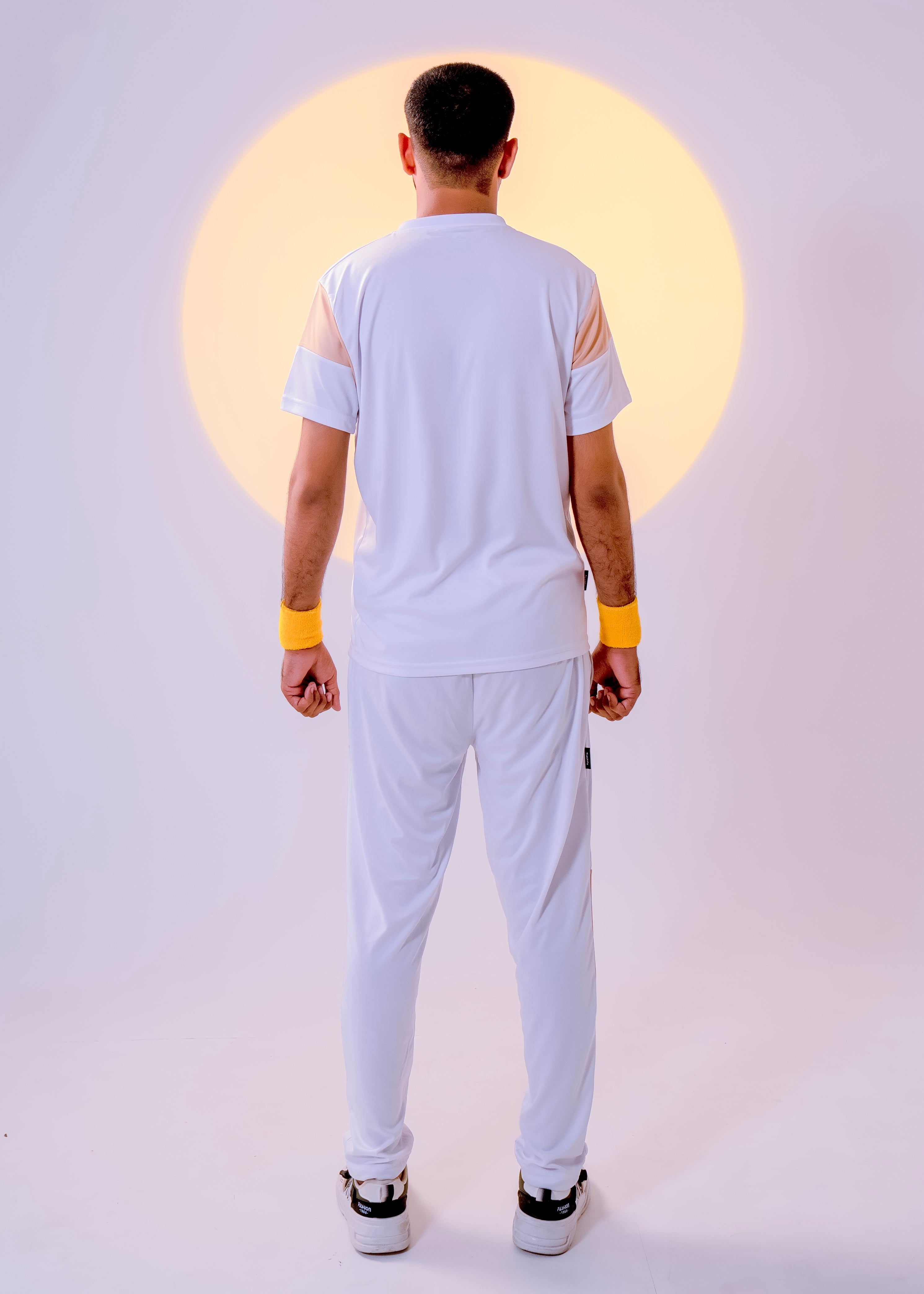 Men's Apex Zip Neck Tracksuit | White & Peach Performance