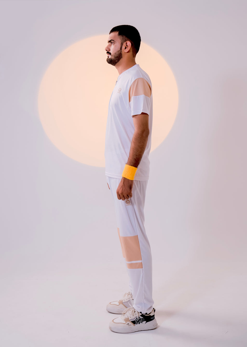 Men's Apex Zip Neck Tracksuit | White & Peach Performance
