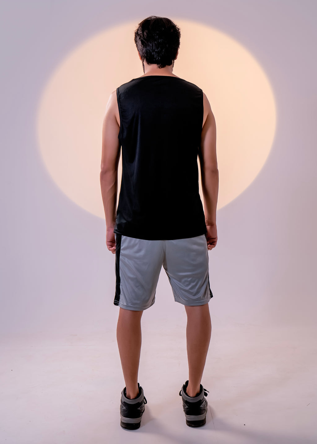 Grey/Black Men Summer Shorts & Tank Top