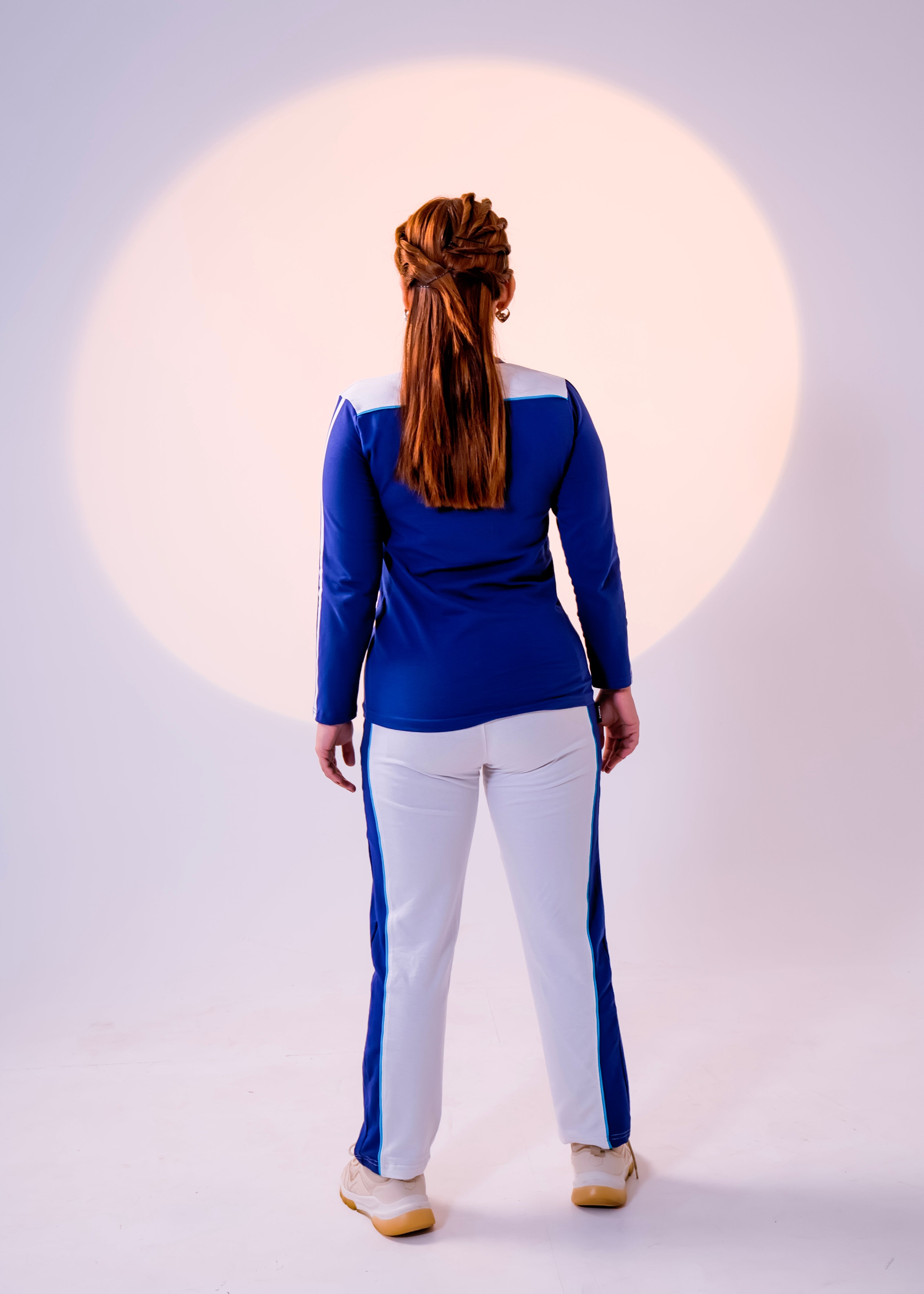 Navy/White - Cotton Lycra/French Terry - Women Summer Tracksuit