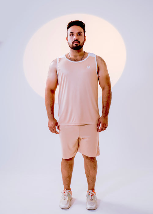 Beige - Men Summer Shorts & Tank Top