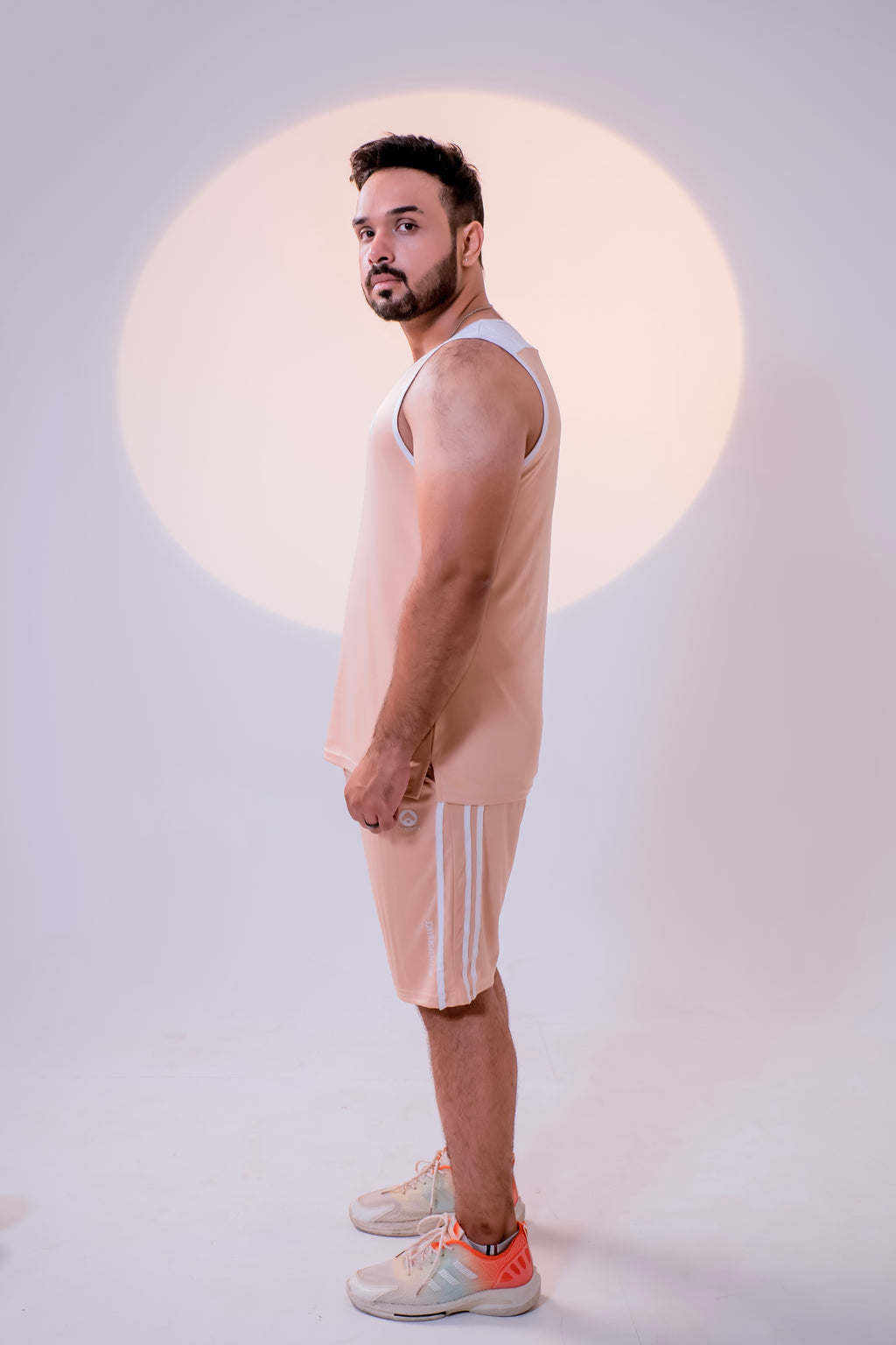 Beige - Men Summer Shorts & Tank Top