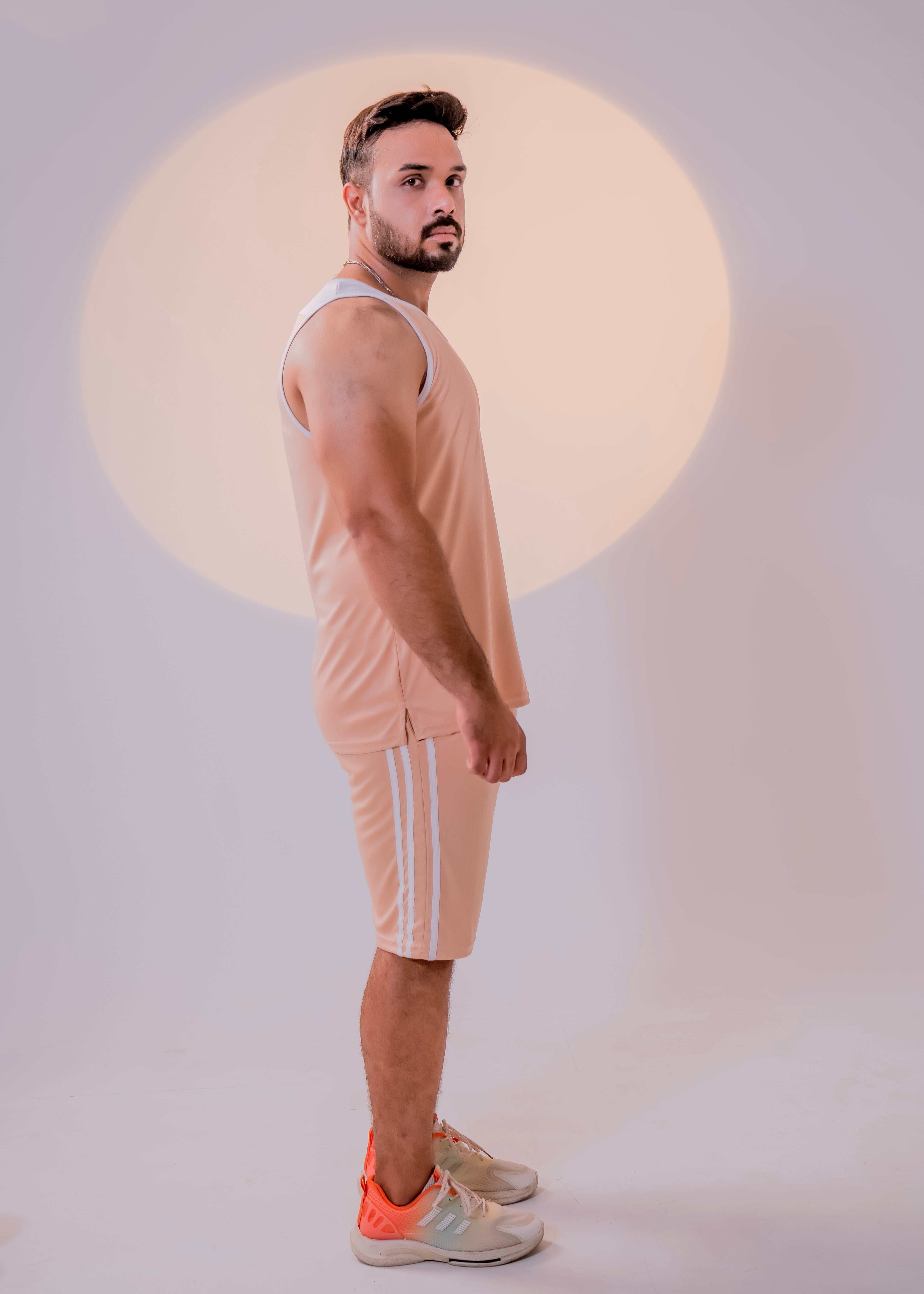 Beige - Men Summer Shorts & Tank Top