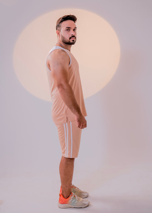 Beige - Men Summer Shorts & Tank Top