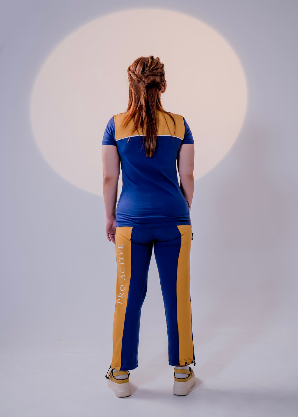 Navy/Mustard - Cotton Lycra/French Terry - Women Summer Tracksuit