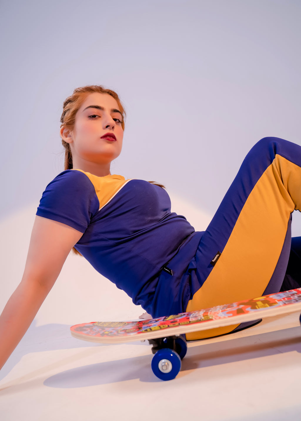 Women's Navy & Mustard Gold Tracksuit | Color Block Style