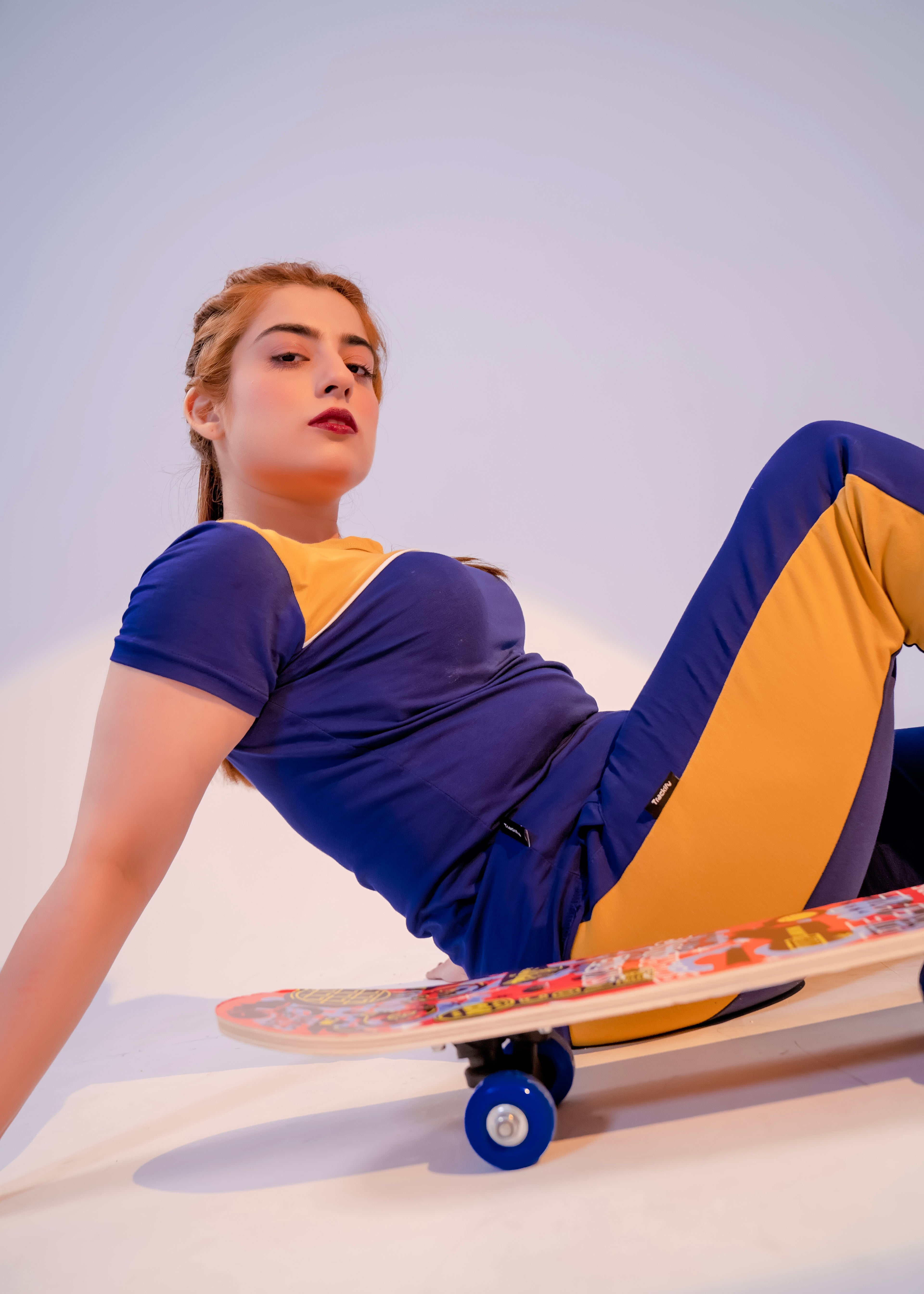 Women's Navy & Mustard Gold Tracksuit | Color Block Style
