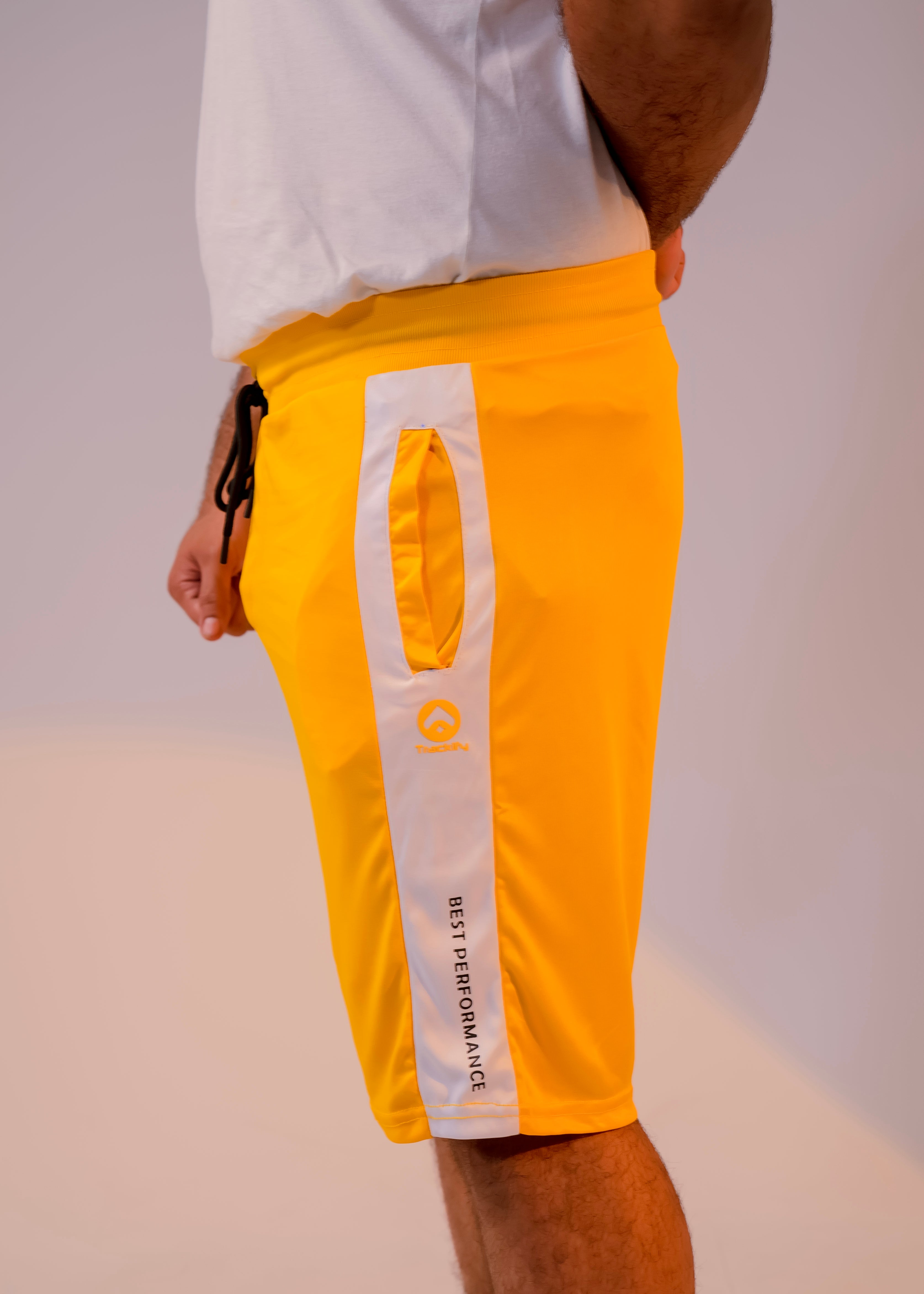 White/Yellow Men Summer Shorts
