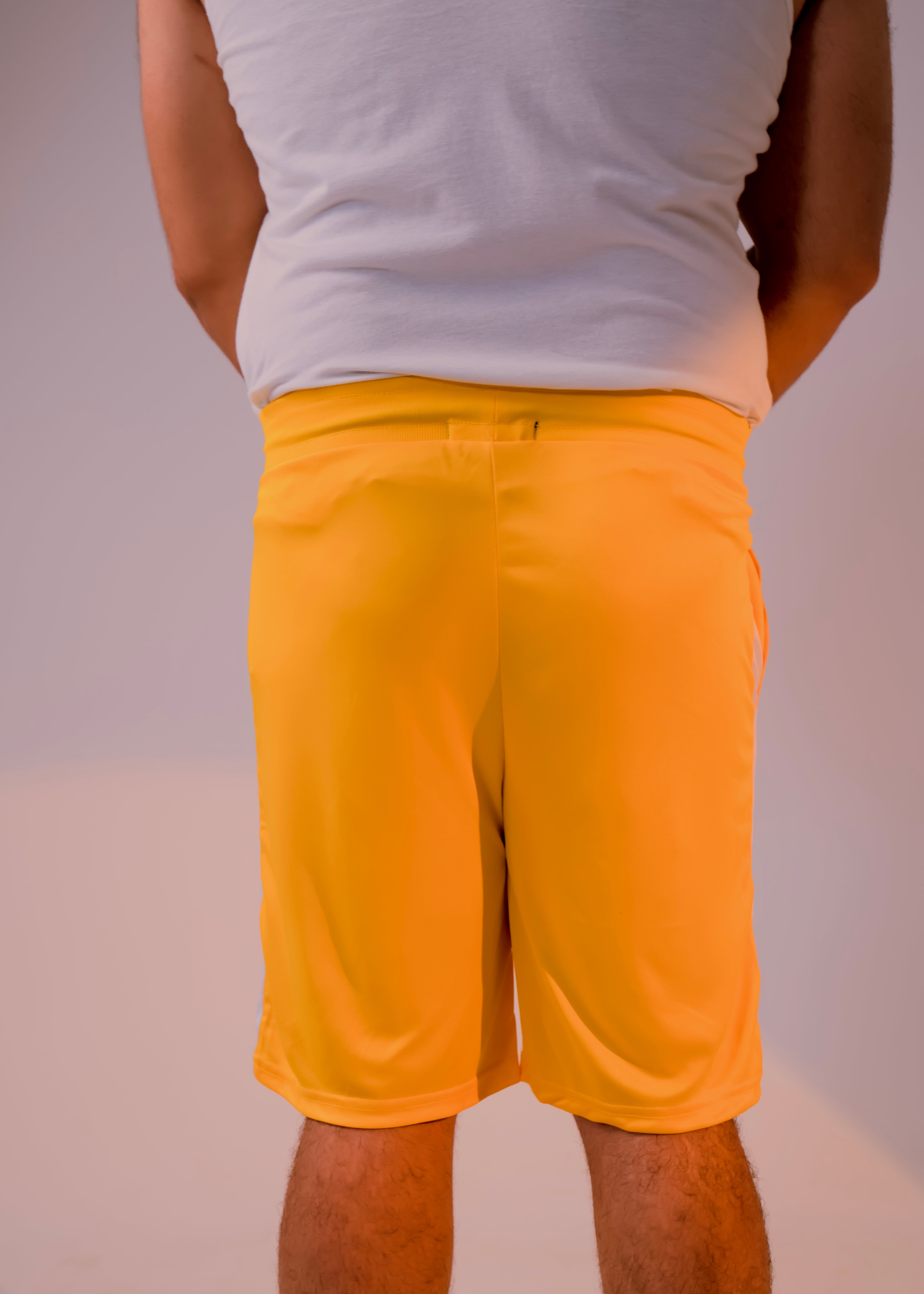 White/Yellow Men Summer Shorts