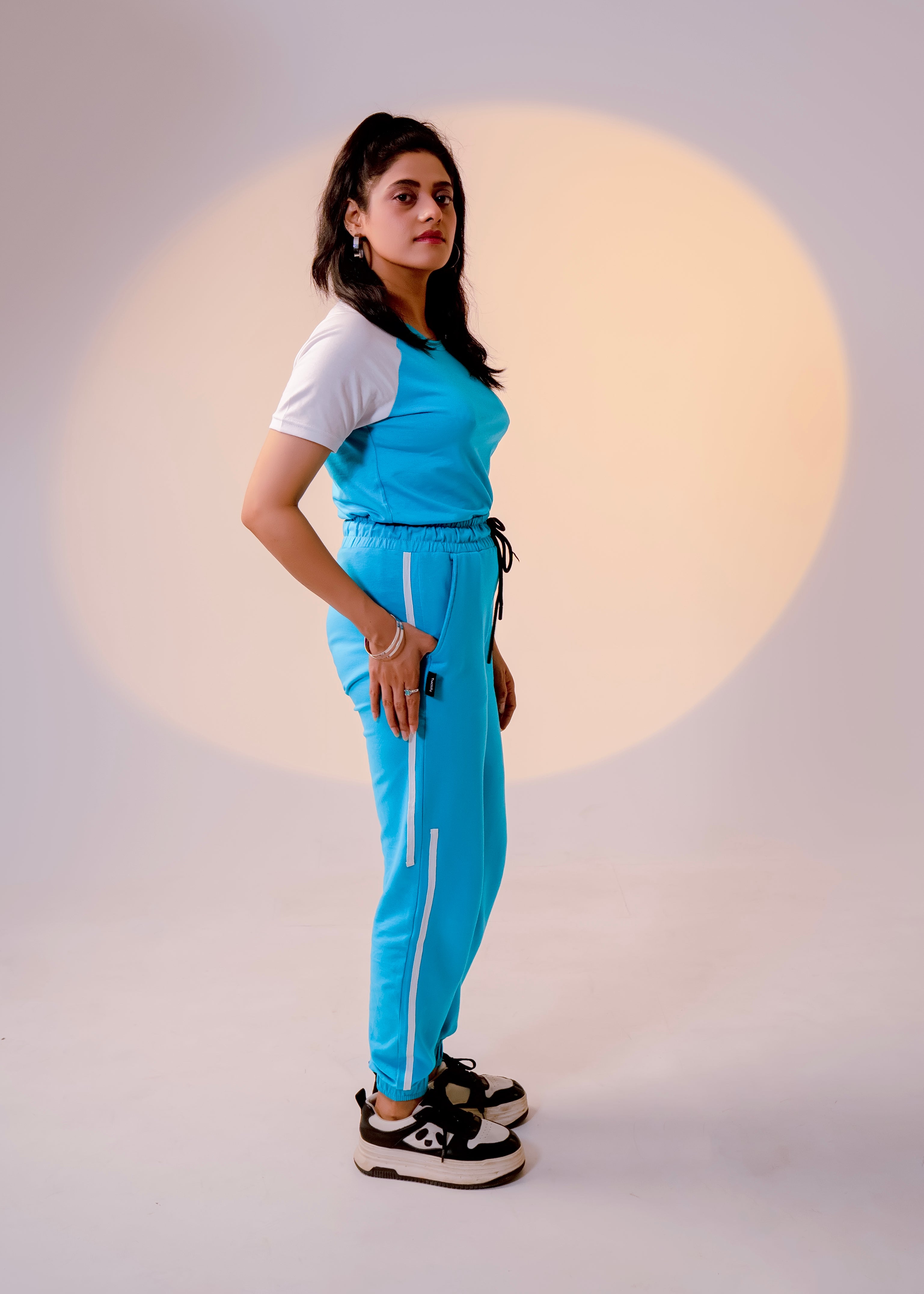 Sky Blue and Cyan Women's Raglan Tracksuit - Vibrant Style
