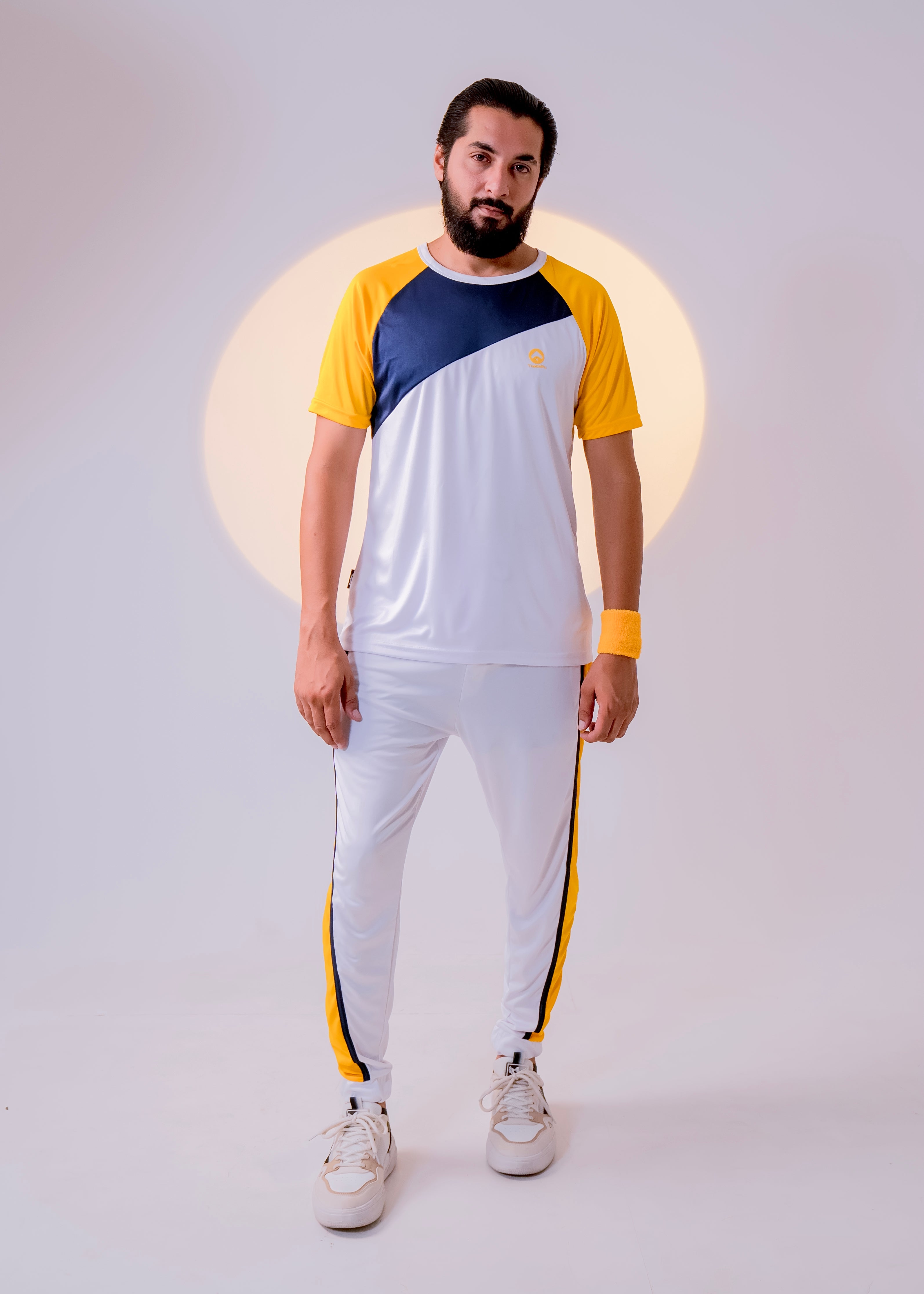 White/Navy/Yellow - Men Summer Tracksuit